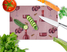 Load image into Gallery viewer, Red Wine on Linen Glass Cutting Boards – Durable, Decorative Kitchen Art Large BB5195LCB