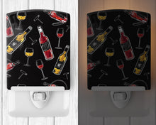 Load image into Gallery viewer, Red and White Wine on Black Ceramic Night Light BB5197CNL