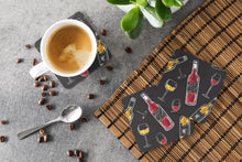 Load image into Gallery viewer, Red and White Wine on Black Foam Coaster  BB5197FC