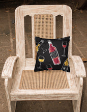 Load image into Gallery viewer, Red and White Wine on Black Fabric Decorative Pillow BB5197PW1818