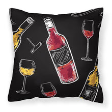 Load image into Gallery viewer, Red and White Wine on Black Fabric Decorative Pillow BB5197PW1818