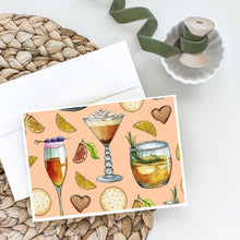 Load image into Gallery viewer, Drinks and Cocktails Peach Greeting Cards -  Blank Note Cards – 8-Pack of Artist-Designed Cards with Envelopes
