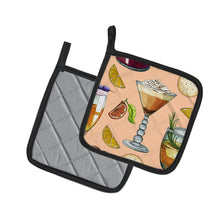 Load image into Gallery viewer, Drinks and Cocktails Peach Pot Holders - Set of 2 - Heat-Resistant Kitchen Essentials BB5200PTHD