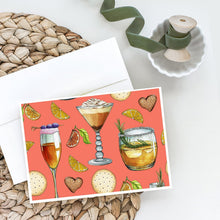 Load image into Gallery viewer, Drinks and Cocktails Salmon Greeting Cards -  Blank Note Cards – 8-Pack of Artist-Designed Cards with Envelopes