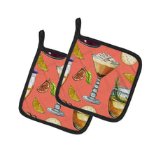 Load image into Gallery viewer, Drinks and Cocktails Salmon Pot Holders - Set of 2 - Heat-Resistant Kitchen Essentials BB5201PTHD