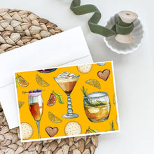 Load image into Gallery viewer, Drinks and Cocktails Gold Greeting Cards -  Blank Note Cards – 8-Pack of Artist-Designed Cards with Envelopes