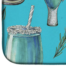 Load image into Gallery viewer, Drinks and Cocktails Blue Dish Drying Mat – Absorbent, Artistic Kitchen Essentials BB5203DDM