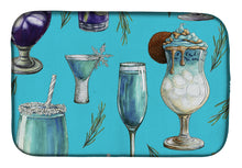 Load image into Gallery viewer, Drinks and Cocktails Blue Dish Drying Mat – Absorbent, Artistic Kitchen Essentials BB5203DDM