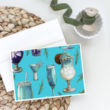 Load image into Gallery viewer, Drinks and Cocktails Blue Greeting Cards -  Blank Note Cards – 8-Pack of Artist-Designed Cards with Envelopes