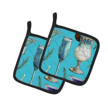 Load image into Gallery viewer, Drinks and Cocktails Blue Pot Holders - Set of 2 - Heat-Resistant Kitchen Essentials BB5203PTHD