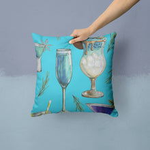 Load image into Gallery viewer, Drinks and Cocktails Blue Throw Pillow - 14x14 Decorative Pillow – Art for Your Home &amp; Patio BB5203PW1414