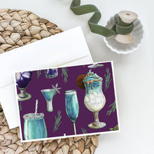 Load image into Gallery viewer, Drinks and Cocktails Purple Greeting Cards -  Blank Note Cards – 8-Pack of Artist-Designed Cards with Envelopes
