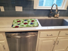 Load image into Gallery viewer, Berries in Green Dish Drying Mat – Absorbent, Artistic Kitchen Essentials BB5208DDM