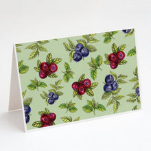 Load image into Gallery viewer, Berries in Green Greeting Cards -  Blank Note Cards – 8-Pack of Artist-Designed Cards with Envelopes