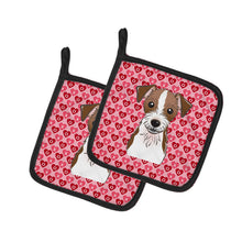 Load image into Gallery viewer, Jack Russell Terrier Hearts Pot Holders - Set of 2 - Heat-Resistant Kitchen Essentials BB5272PTHD