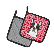 Load image into Gallery viewer, Boston Terrier Hearts Pot Holders - Set of 2 - Heat-Resistant Kitchen Essentials BB5273PTHD