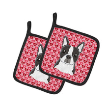 Load image into Gallery viewer, Boston Terrier Hearts Pot Holders - Set of 2 - Heat-Resistant Kitchen Essentials BB5273PTHD