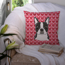 Load image into Gallery viewer, Boston Terrier Hearts Throw Pillow - 14x14 Decorative Pillow – Art for Your Home &amp; Patio BB5273PW1414
