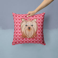 Load image into Gallery viewer, Yorkie Yorkishire Terrier Hearts Throw Pillow - 14x14 Decorative Pillow – Art for Your Home &amp; Patio BB5274PW1414