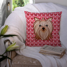 Load image into Gallery viewer, Yorkie Yorkishire Terrier Hearts Throw Pillow - 14x14 Decorative Pillow – Art for Your Home &amp; Patio BB5274PW1414