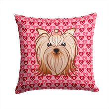 Load image into Gallery viewer, Yorkie Yorkishire Terrier Hearts Throw Pillow - 14x14 Decorative Pillow – Art for Your Home &amp; Patio BB5274PW1414