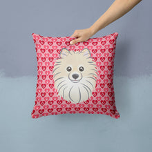 Load image into Gallery viewer, Pomeranian Hearts Throw Pillow - 14x14 Decorative Pillow – Art for Your Home &amp; Patio BB5277PW1414
