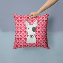 Load image into Gallery viewer, Bull Terrier Hearts Throw Pillow - 14x14 Decorative Pillow – Art for Your Home &amp; Patio BB5279PW1414