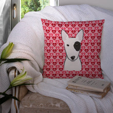 Load image into Gallery viewer, Bull Terrier Hearts Throw Pillow - 14x14 Decorative Pillow – Art for Your Home &amp; Patio BB5279PW1414
