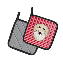 Load image into Gallery viewer, Longhair Creme Dachshund Hearts Pot Holders - Set of 2 - Heat-Resistant Kitchen Essentials BB5282PTHD