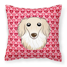 Load image into Gallery viewer, Longhair Creme Dachshund Hearts Fabric Decorative Pillow BB5282PW1818