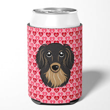 Load image into Gallery viewer, Longhair Black and Tan Dachshund Hearts Can or Bottle Hugger BB5283CC