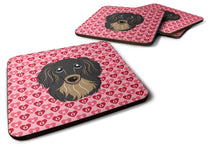 Load image into Gallery viewer, Longhair Black and Tan Dachshund Hearts Foam Coaster  BB5283FC