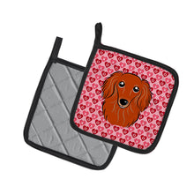 Load image into Gallery viewer, Longhair Red Dachshund Hearts Pot Holders - Set of 2 - Heat-Resistant Kitchen Essentials BB5284PTHD