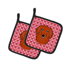 Load image into Gallery viewer, Longhair Red Dachshund Hearts Pot Holders - Set of 2 - Heat-Resistant Kitchen Essentials BB5284PTHD