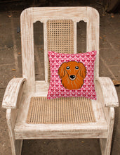 Load image into Gallery viewer, Longhair Red Dachshund Hearts Fabric Decorative Pillow BB5284PW1818