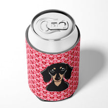 Load image into Gallery viewer, Smooth Black and Tan Dachshund Hearts Can or Bottle Hugger BB5285CC