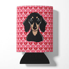 Load image into Gallery viewer, Smooth Black and Tan Dachshund Hearts Can or Bottle Hugger BB5285CC