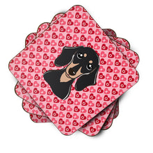 Load image into Gallery viewer, Smooth Black and Tan Dachshund Hearts Foam Coaster  BB5285FC