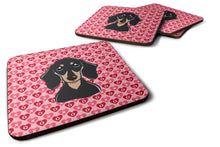 Load image into Gallery viewer, Smooth Black and Tan Dachshund Hearts Foam Coaster  BB5285FC