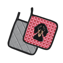 Load image into Gallery viewer, Smooth Black and Tan Dachshund Hearts Pot Holders - Set of 2 - Heat-Resistant Kitchen Essentials BB5285PTHD