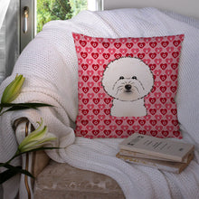 Load image into Gallery viewer, Bichon Frise Hearts Throw Pillow - 14x14 Decorative Pillow – Art for Your Home &amp; Patio BB5287PW1414