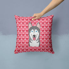Load image into Gallery viewer, Alaskan Malamute Hearts Throw Pillow - 14x14 Decorative Pillow – Art for Your Home &amp; Patio BB5288PW1414