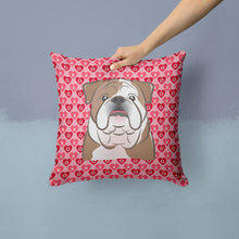 Load image into Gallery viewer, English Bulldog  Hearts Throw Pillow - 14x14 Decorative Pillow – Art for Your Home &amp; Patio BB5289PW1414