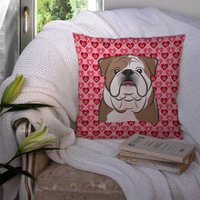 Load image into Gallery viewer, English Bulldog  Hearts Throw Pillow - 14x14 Decorative Pillow – Art for Your Home &amp; Patio BB5289PW1414