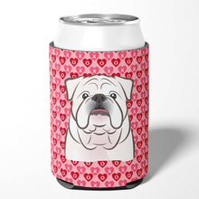 Load image into Gallery viewer, White English Bulldog  Hearts Can or Bottle Hugger BB5290CC