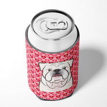 Load image into Gallery viewer, White English Bulldog  Hearts Can or Bottle Hugger BB5290CC