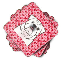 Load image into Gallery viewer, White English Bulldog  Hearts Foam Coaster  BB5290FC