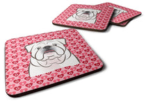 Load image into Gallery viewer, White English Bulldog  Hearts Foam Coaster  BB5290FC