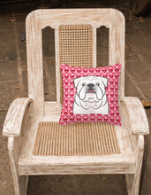 Load image into Gallery viewer, White English Bulldog  Hearts Fabric Decorative Pillow BB5290PW1818
