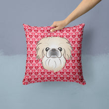 Load image into Gallery viewer, Pekingese Hearts Throw Pillow - 14x14 Decorative Pillow – Art for Your Home &amp; Patio BB5291PW1414